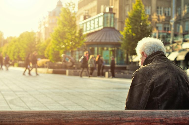 old person seeting on a bench