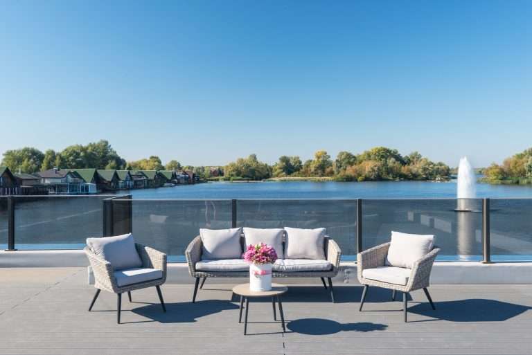 Glass Railing with chairs