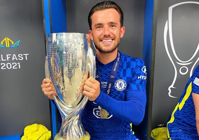 Ben Chilwell with trophy in his hand.