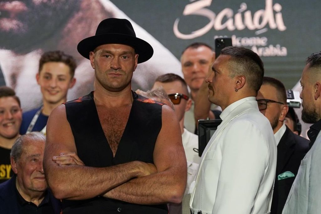 Tyson Fury standing on stage