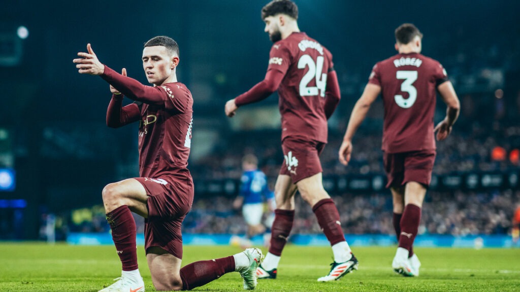 Foden celebrating after scoring against Ipswich Town